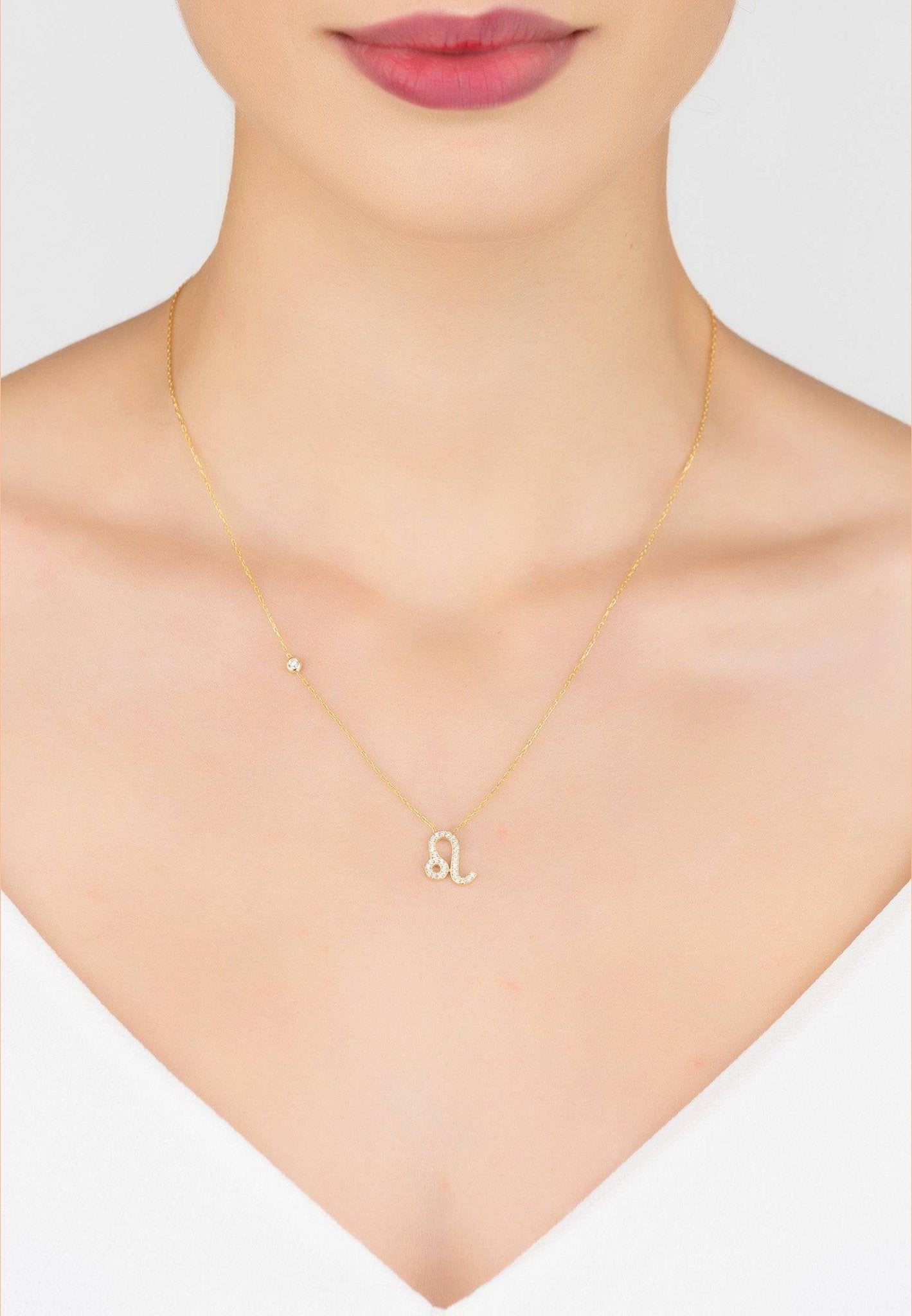 Leo Zodiac Pendant Necklace Dipped in Gold - Accessory101