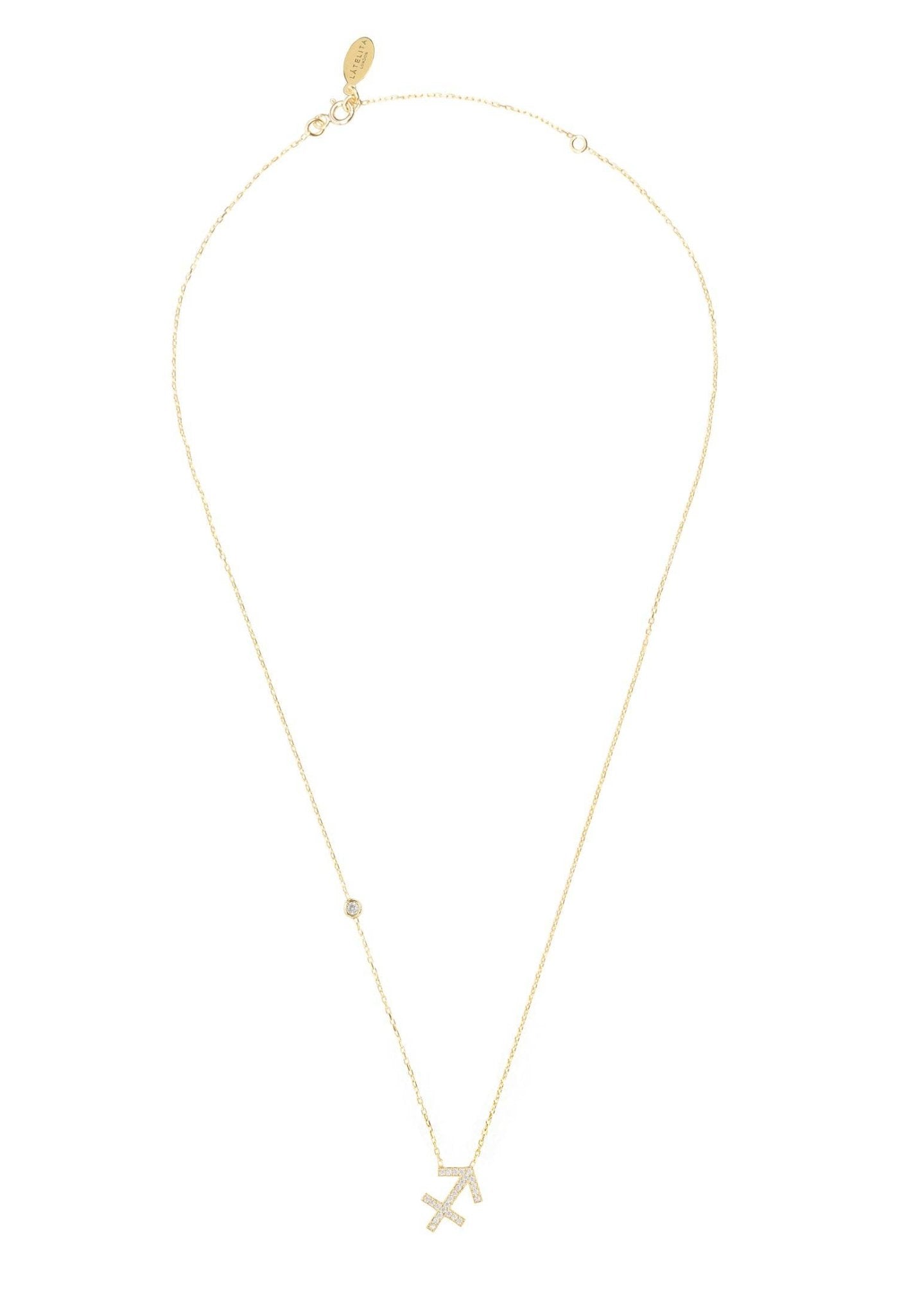 Sagittarius Zodiac Necklace Dipped in Gold and White Zircon - Accessory101