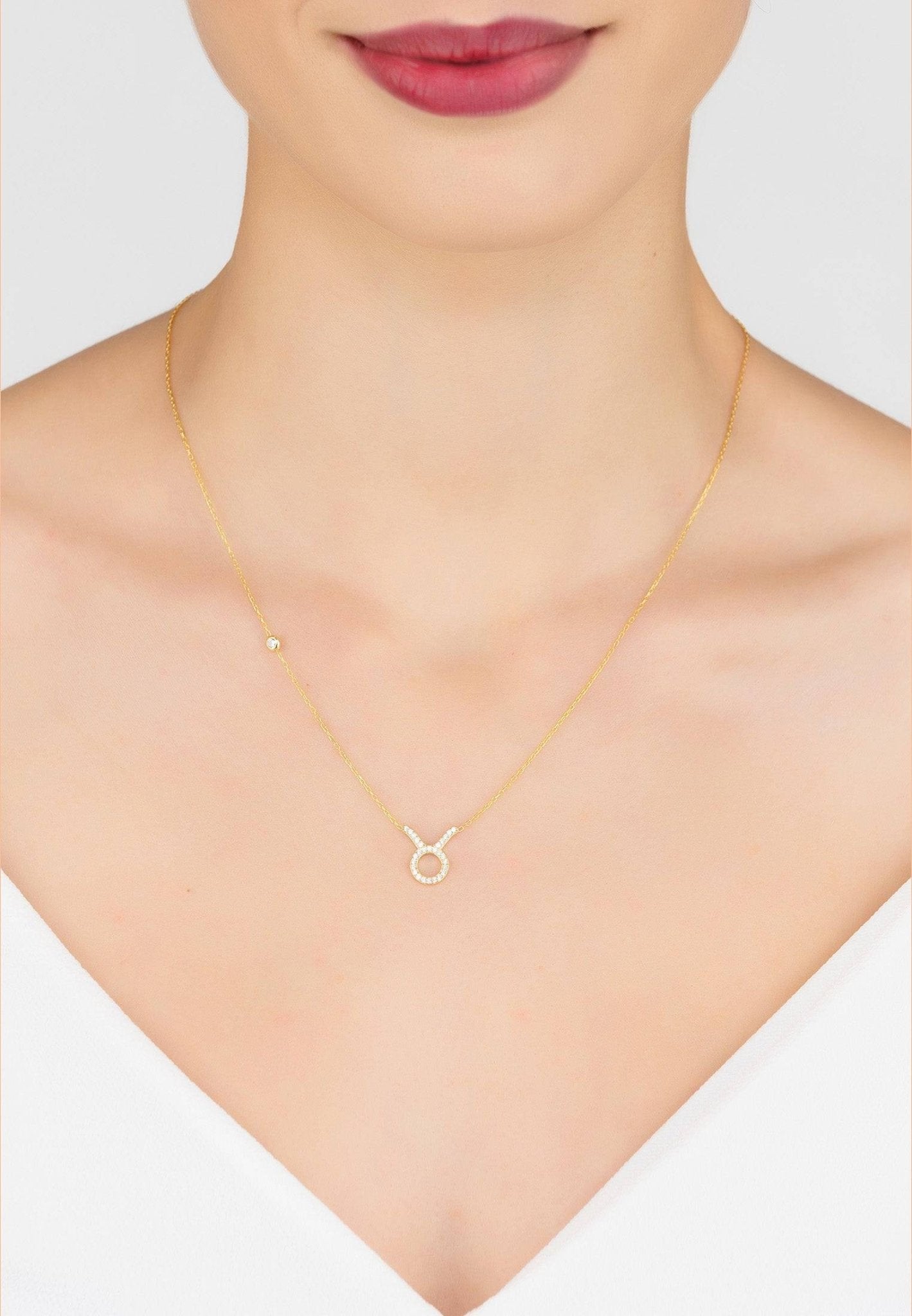 Zodiac Star Sign Pendant Necklace Dipped in Gold for Taurus - Accessory101