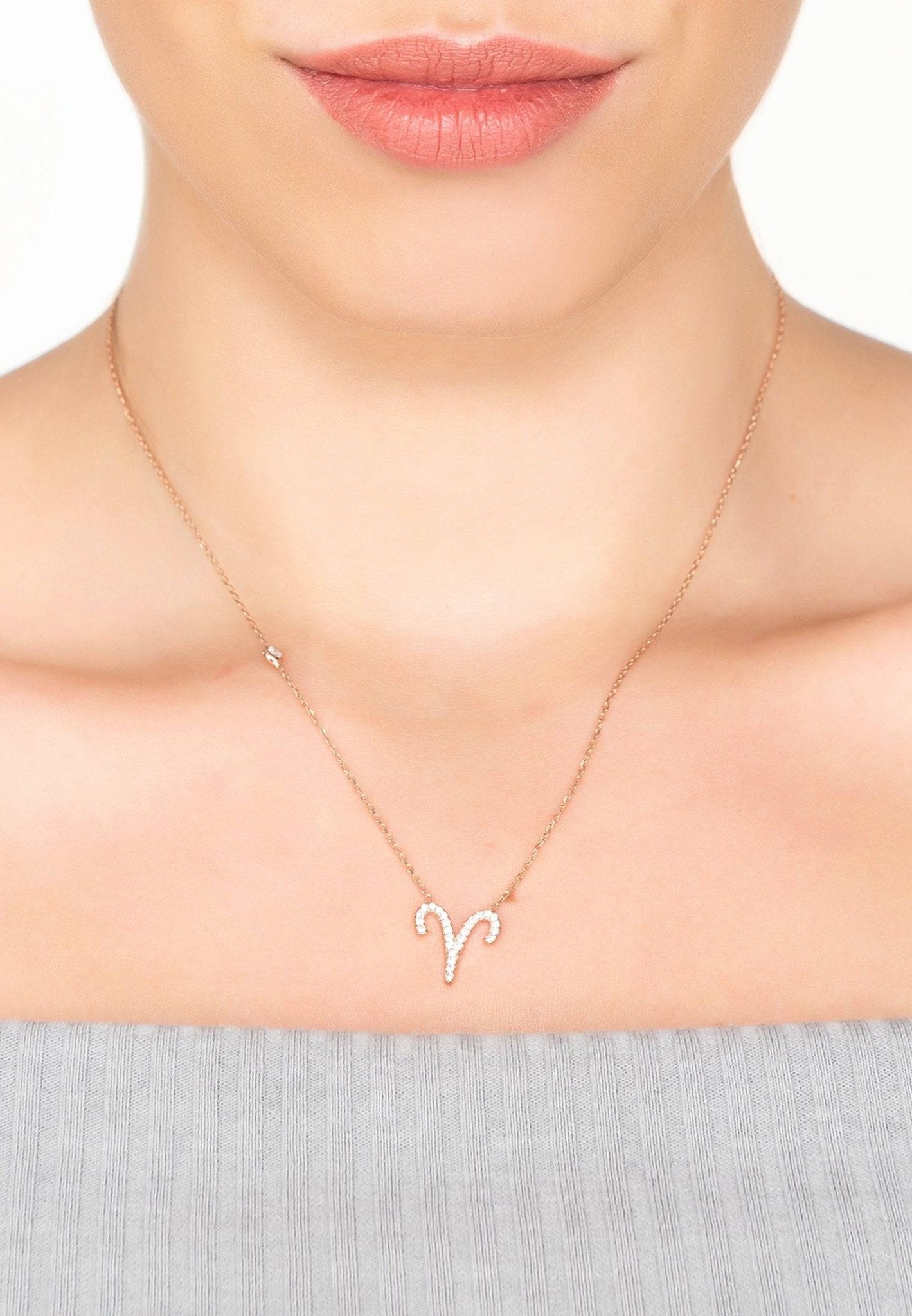 Aries Zodiac Necklace Dipped in Gold Zircon - Accessory101