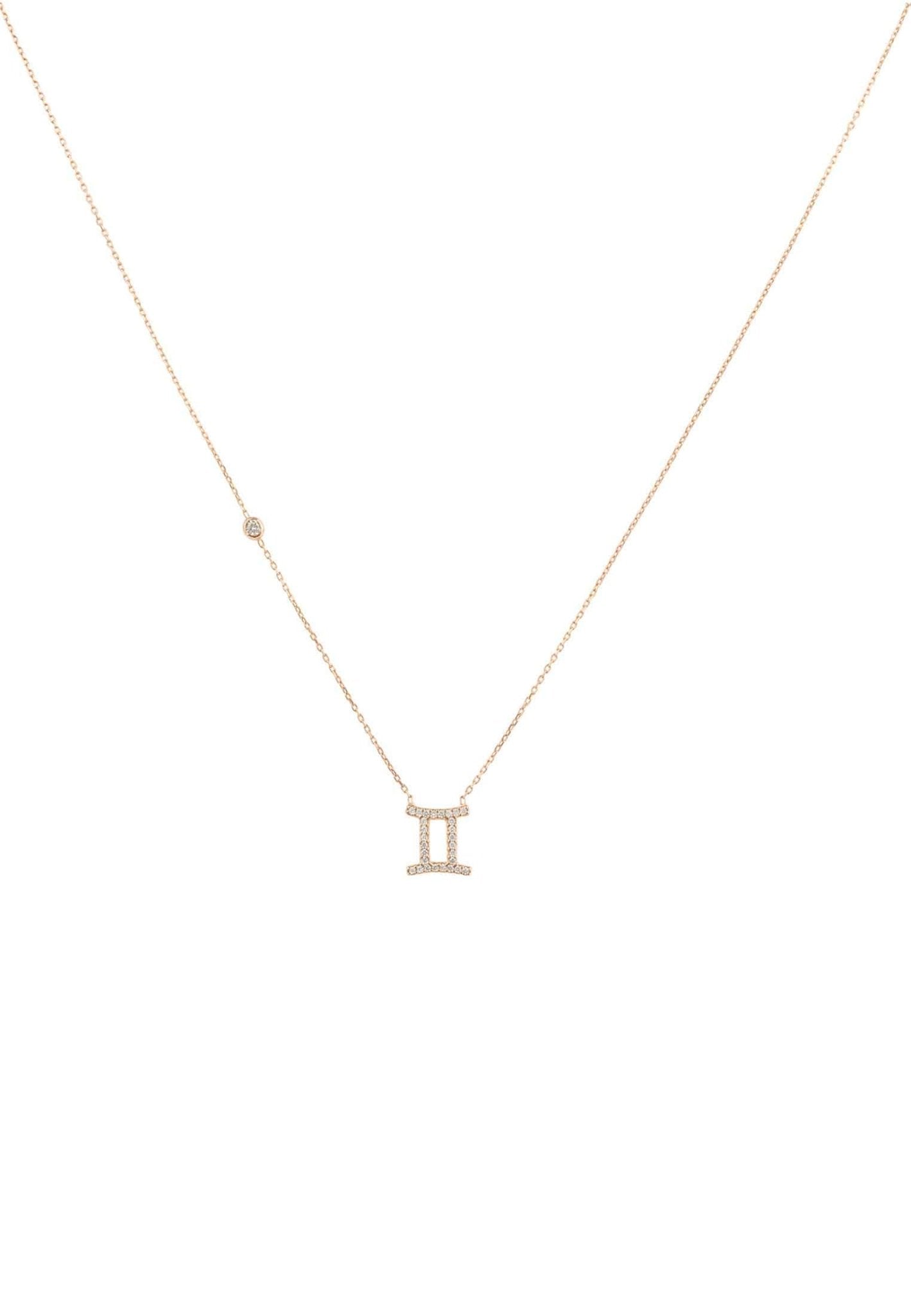 Gemini Zodiac Necklace Dipped in Rose Gold Zircon - Accessory101