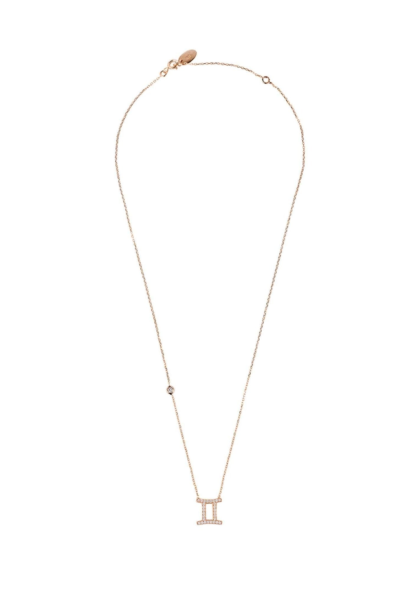 Gemini Zodiac Necklace Dipped in Rose Gold Zircon - Accessory101