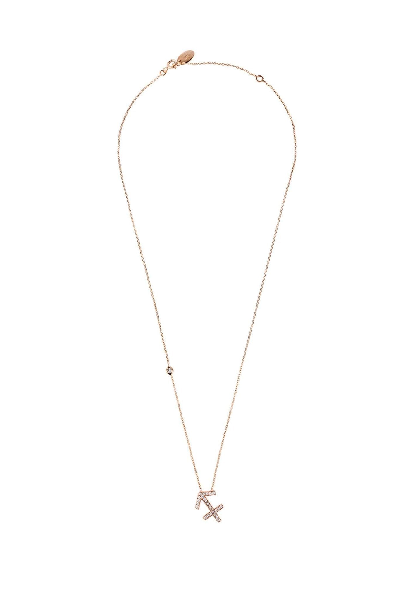 Sagittarius Zodiac Necklace Dipped in Rose Gold and White Zircon - Accessory101