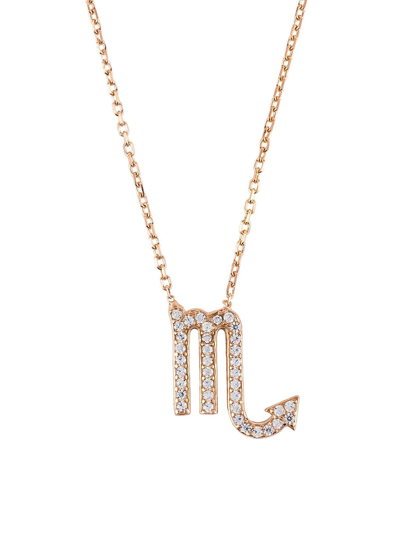 Scorpio Pendant Necklace Dipped in Rose Gold with White Zircon - Accessory101