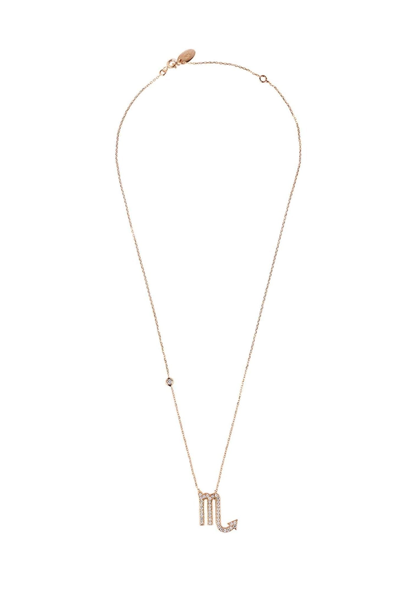 Scorpio Pendant Necklace Dipped in Rose Gold with White Zircon - Accessory101