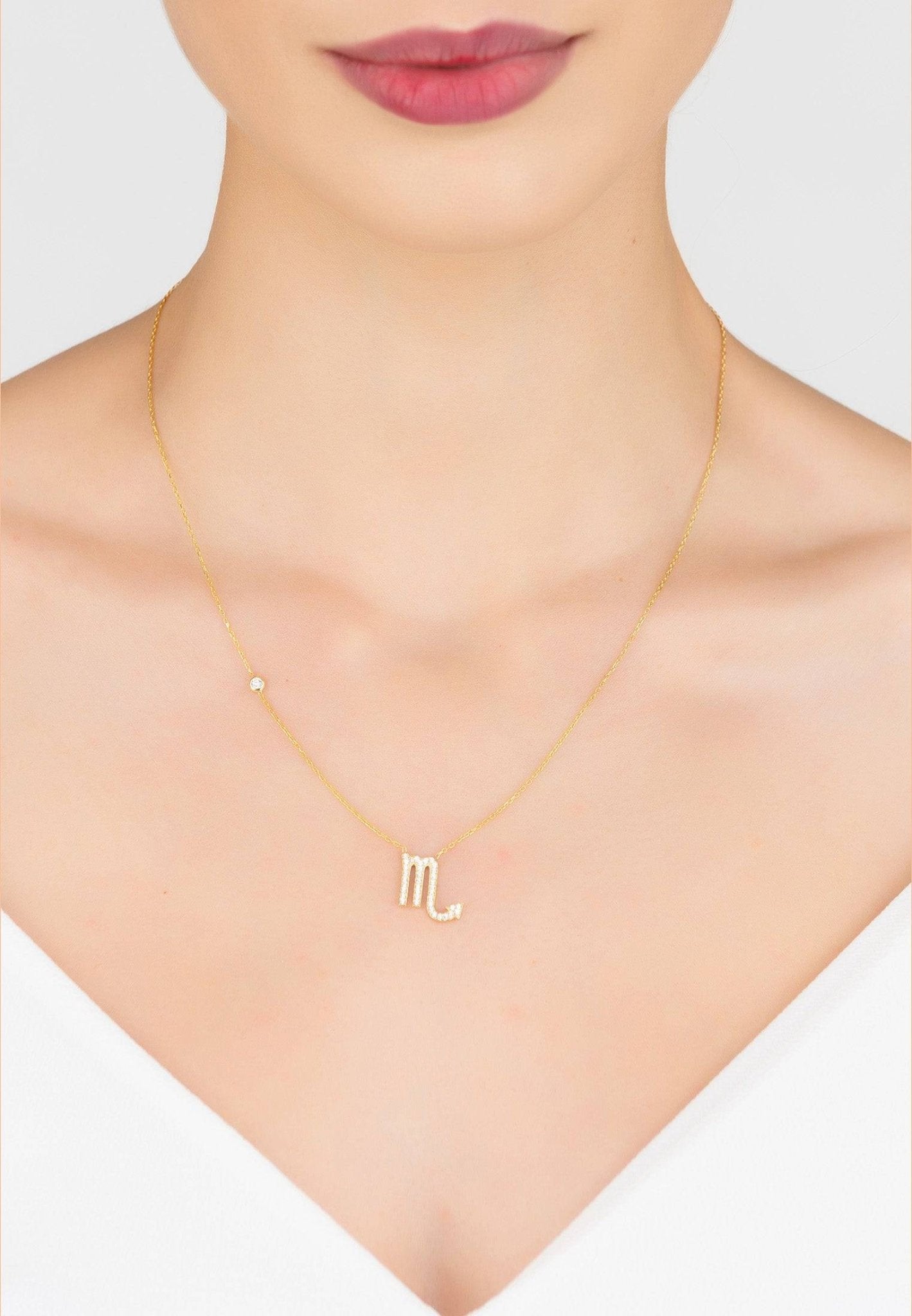 Scorpio Pendant Necklace Dipped in Rose Gold with White Zircon - Accessory101