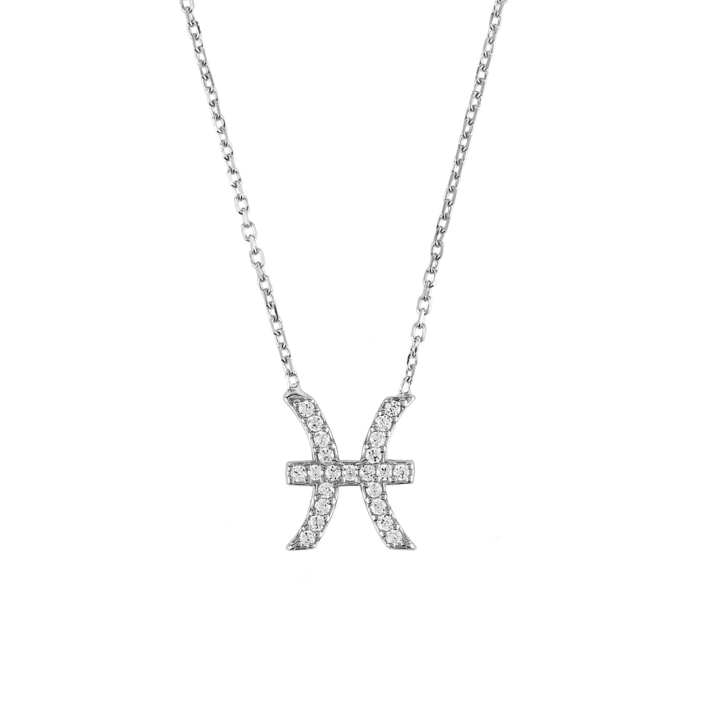 Pisces Zodiac Necklace in Silver Zircon - Accessory101