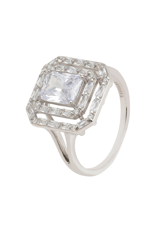 Crawford silver cocktail ring with sparkle