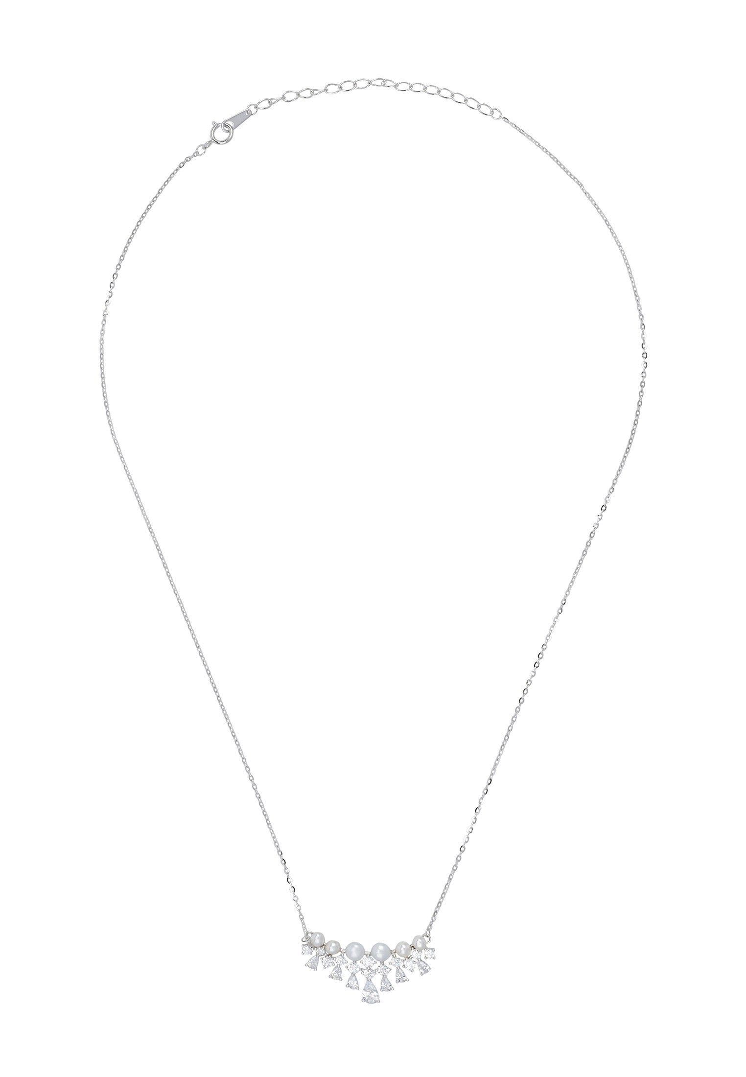 Lace and Pearls Necklace in Silver - Accessory101