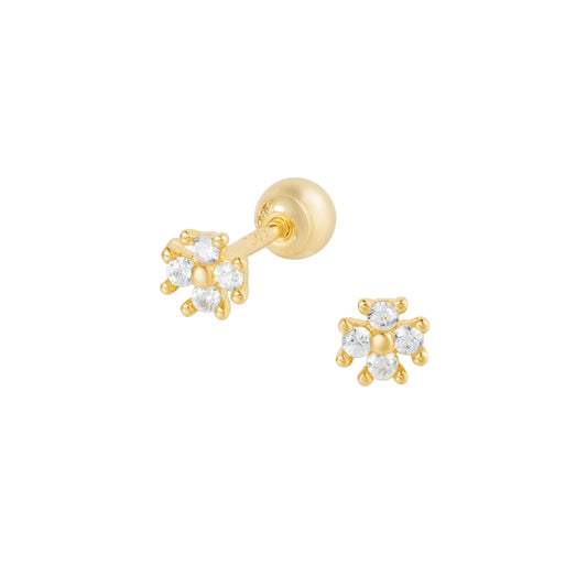 Four-Leaf Clover Piercing in Yellow Gold with Cubic Zirconia
