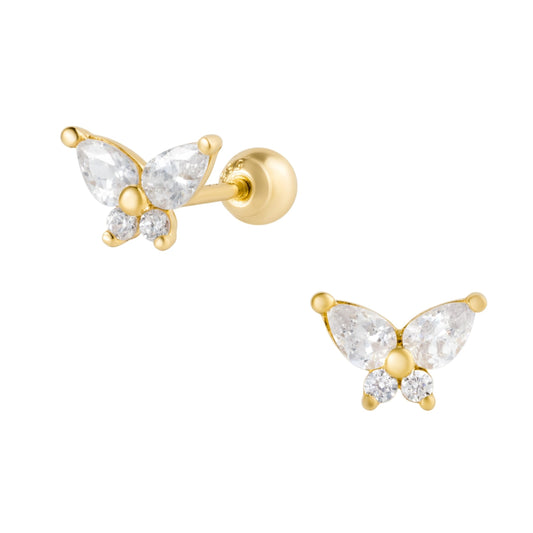 Moth Piercing in Yellow Gold with Cubic Zirconia