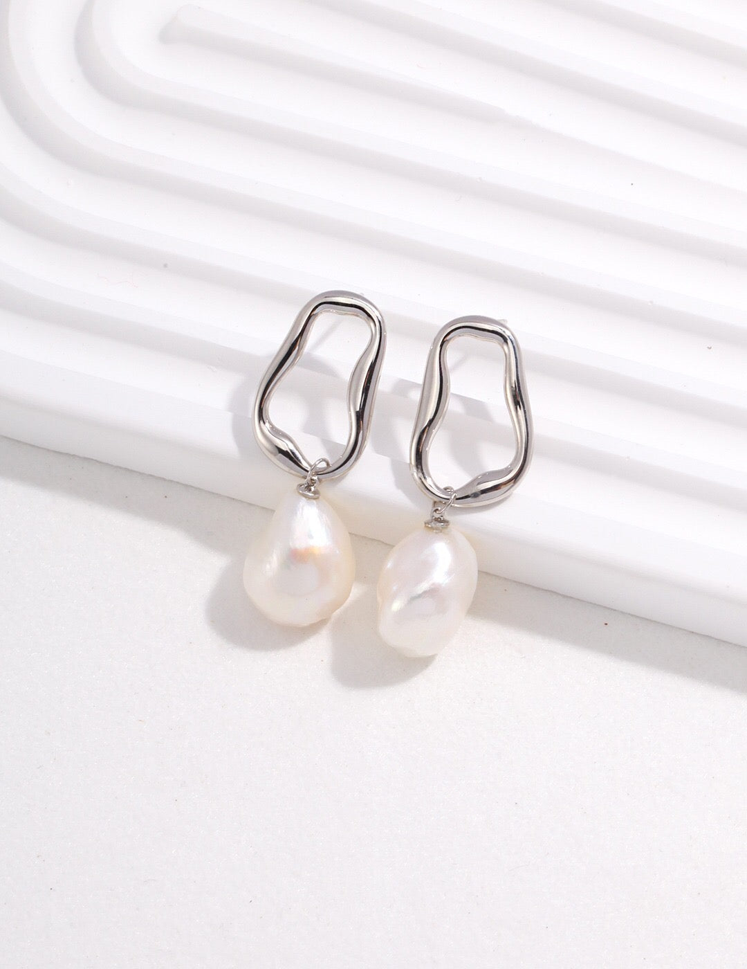 Organic Pearl Dangle Earrings in Gold Vermeil