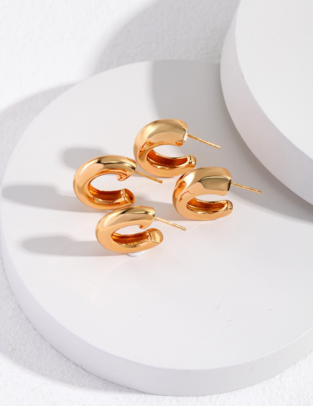 Chunky Hoop Earrings in Gold Vermeil