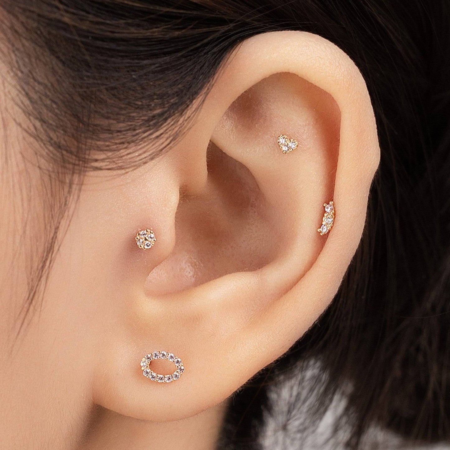 Petite Heart Piercing in Yellow Gold with Cubic Zirconia