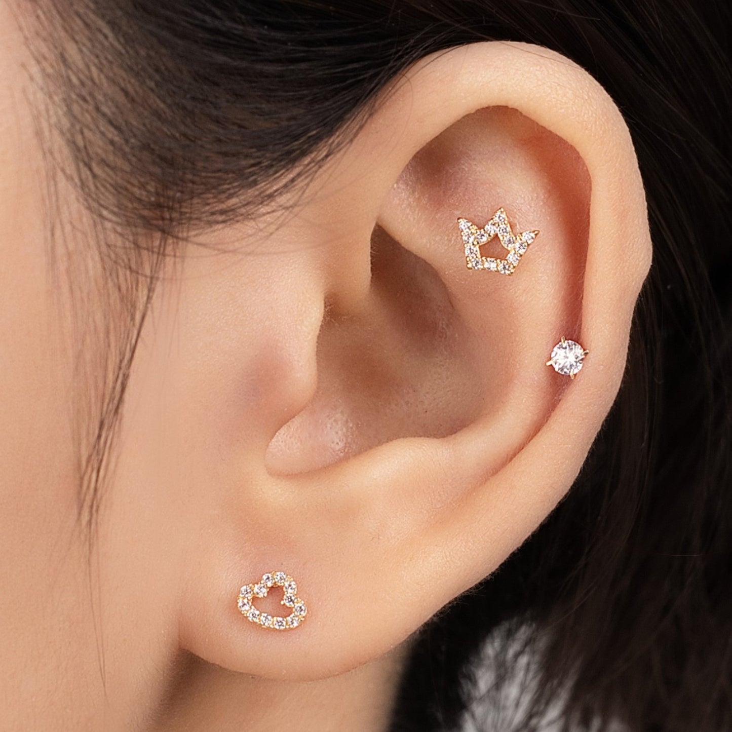 Cloudie Piercing in Yellow Gold with Cubic Zirconia