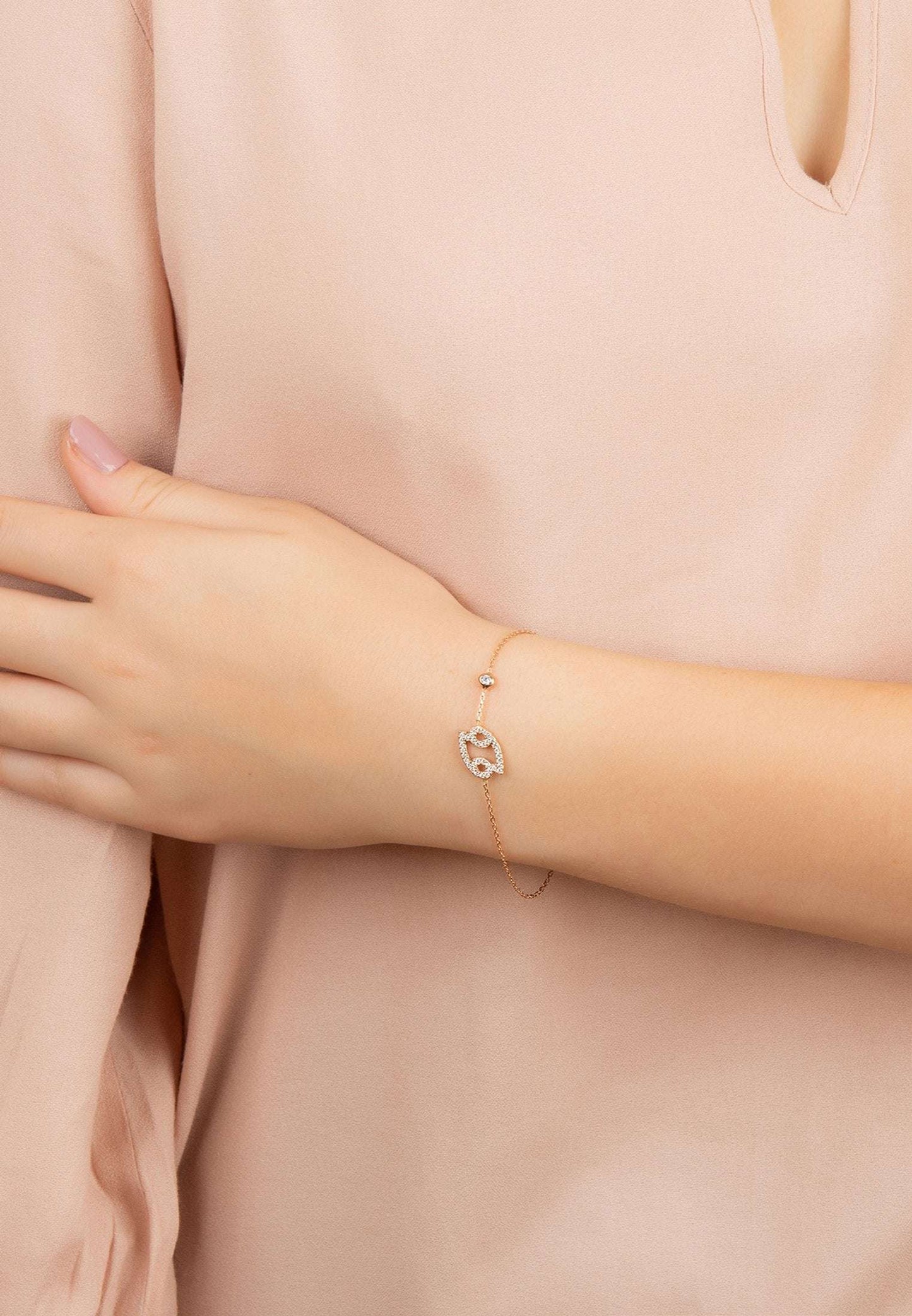 Cancer Zodiac Bracelet Dipped in Gold with White Zircon