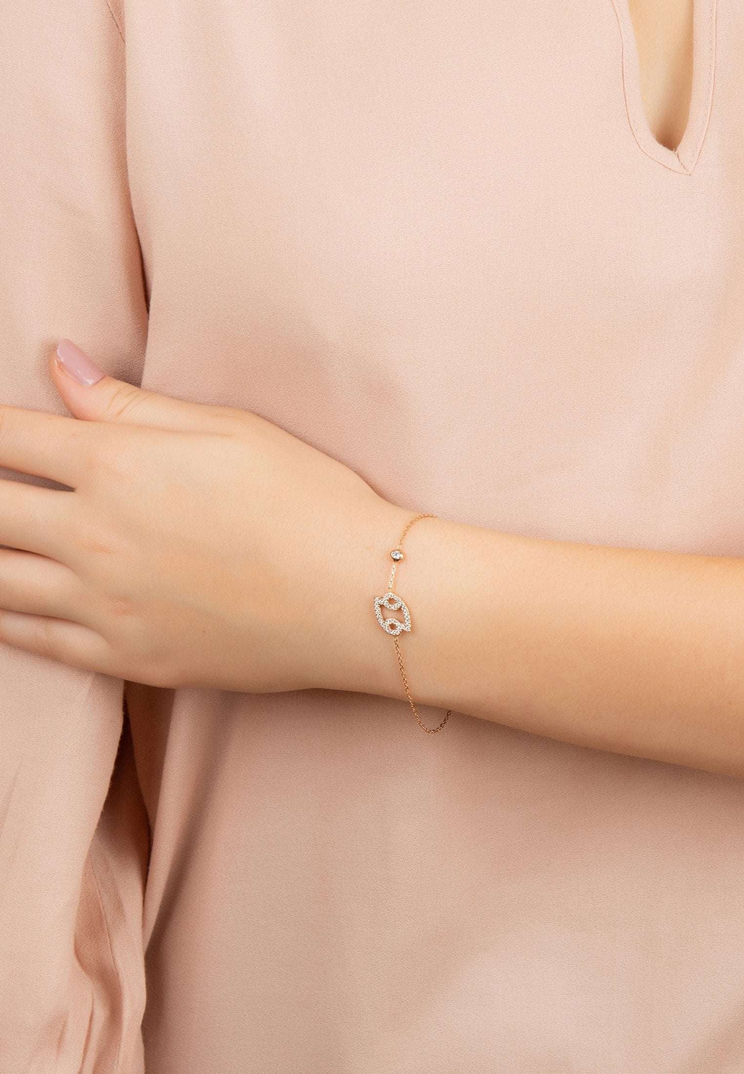 Cancer Zodiac Bracelet Dipped in Gold with White Zircon