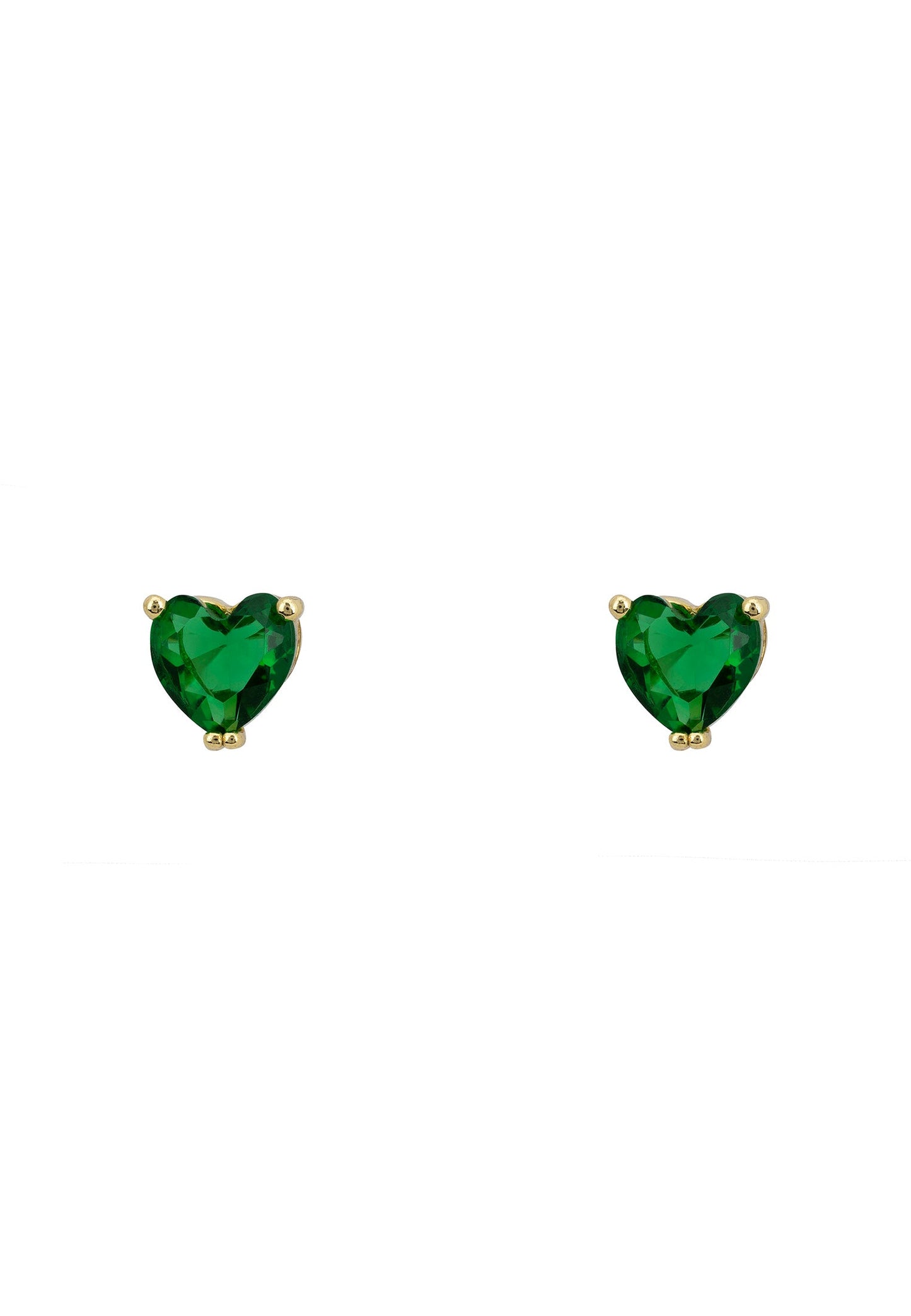 Emerald Heart Stud Earrings in Gold - Accessory101