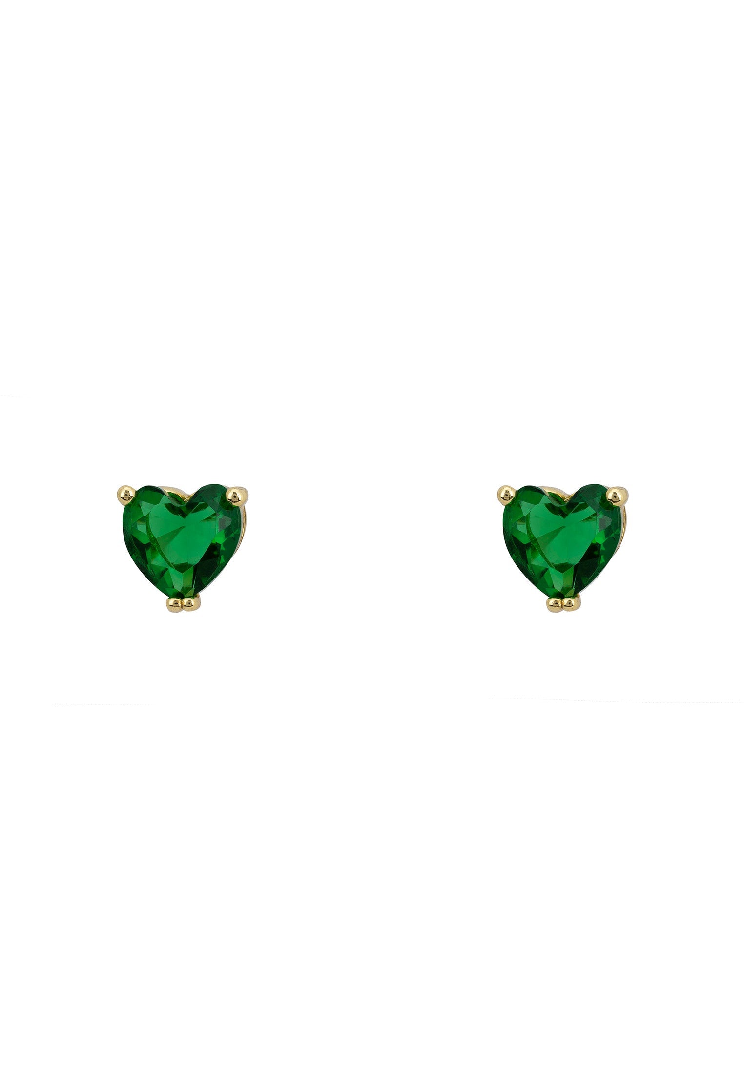 Emerald Heart Stud Earrings in Gold - Accessory101