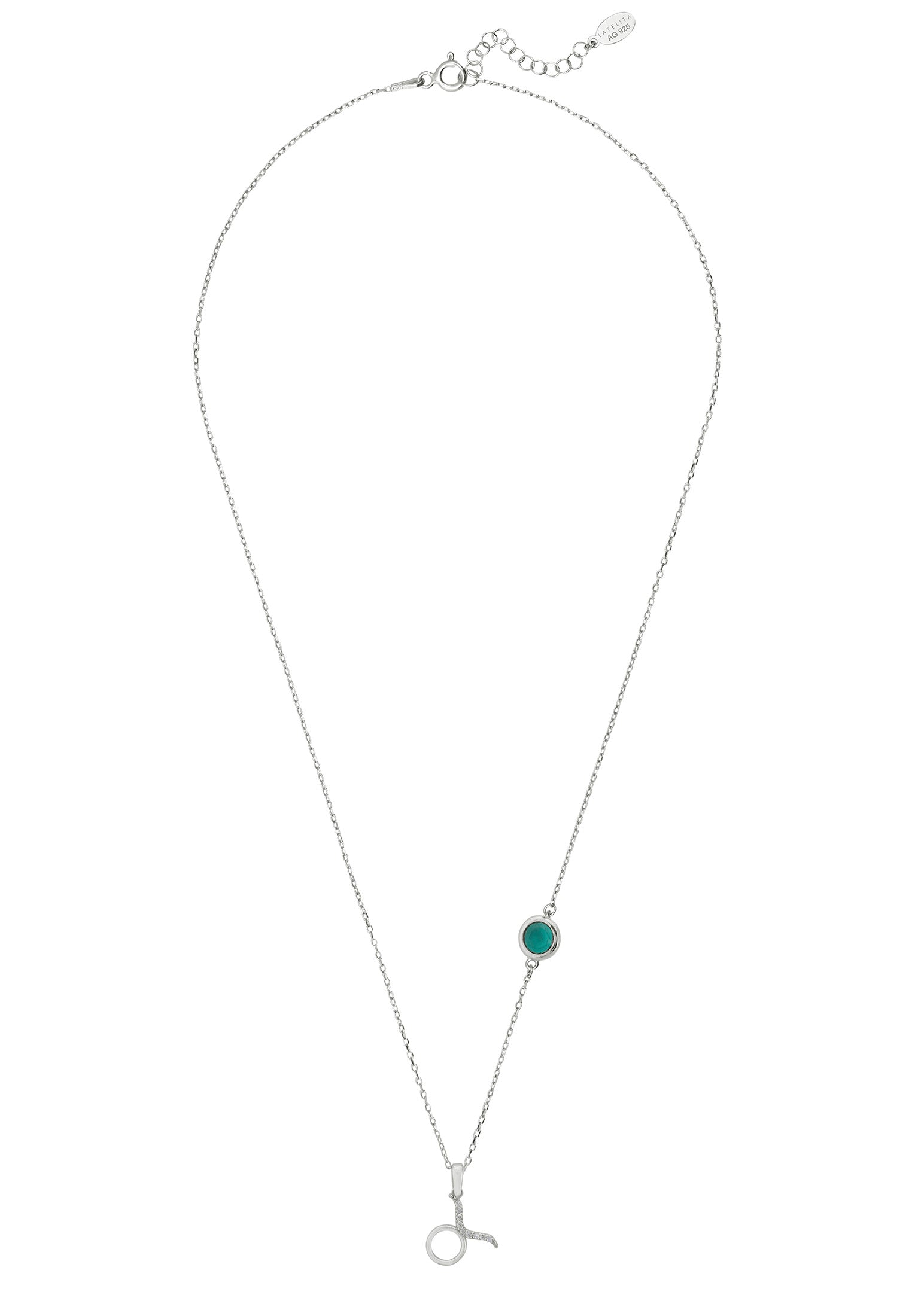 Taurus Birthstone Necklace in Silver with Emerald - Accessory101