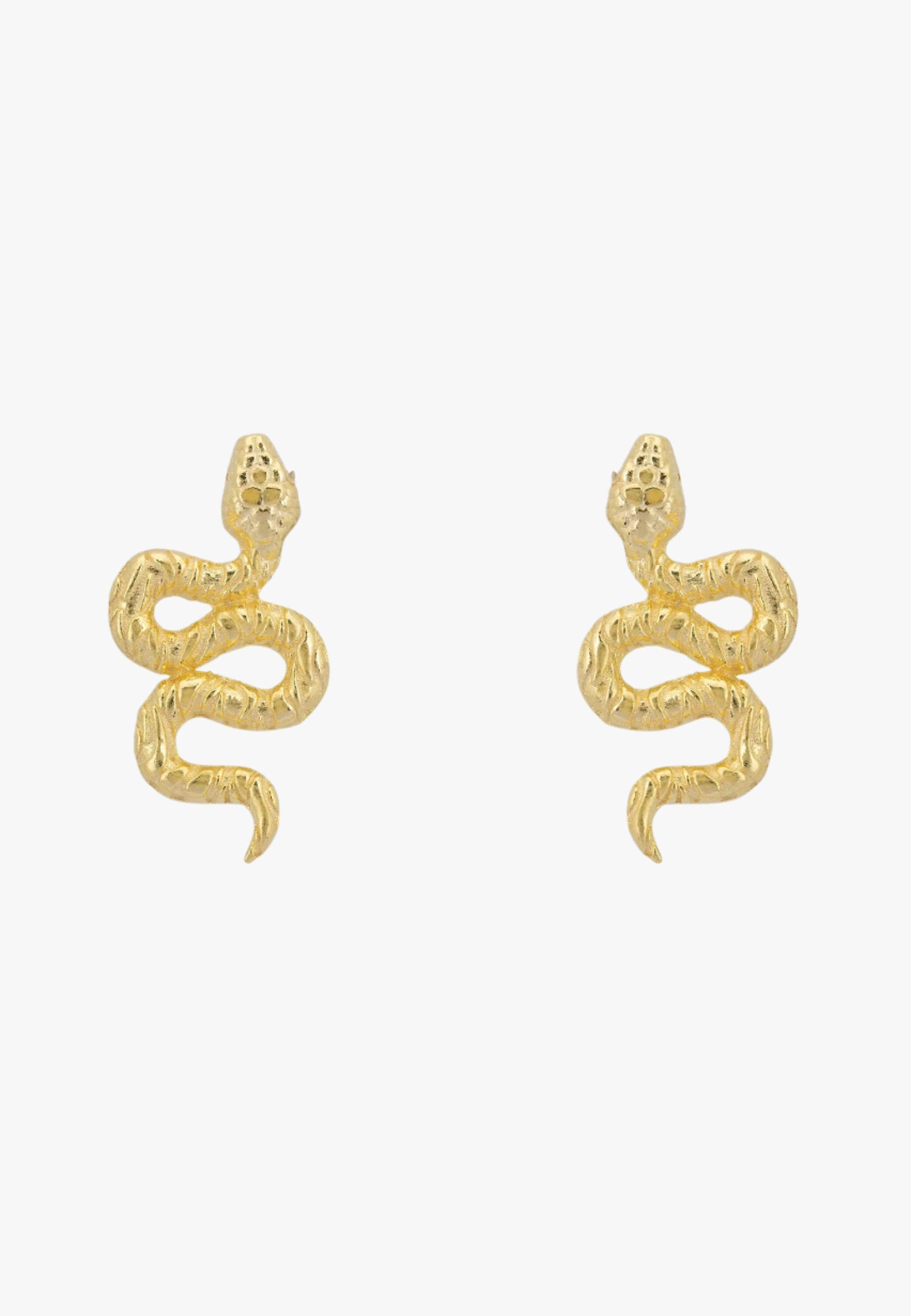 Coiled Cobra Snake Stud Earrings Gold