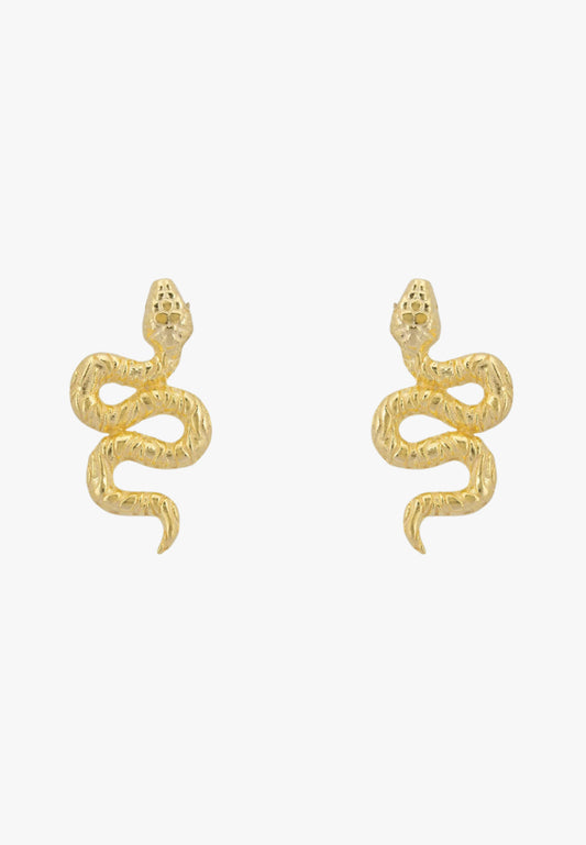Coiled Cobra Snake Stud Earrings Gold