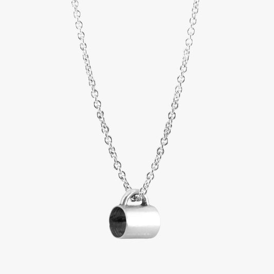 GUSTATORY Coffee Mug Silver Necklace Pendant