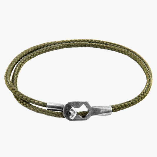Khaki green tenby silver rope bracelet