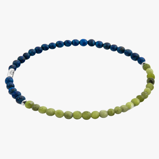 Green jade and blue sodalite skinny bracelet
