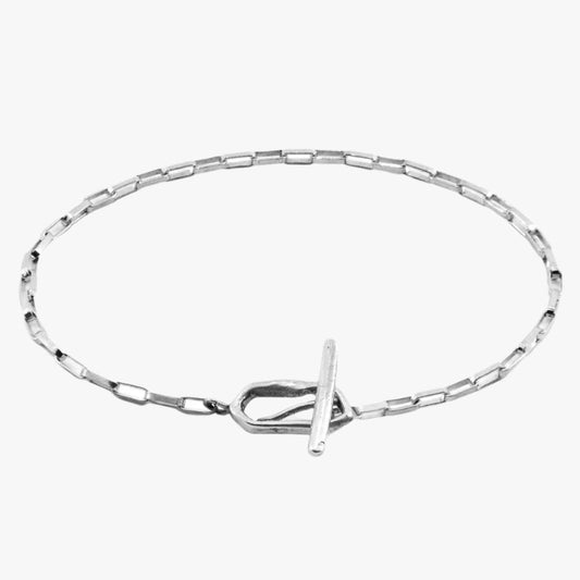 Alex twist silver chain t-bar bracelet