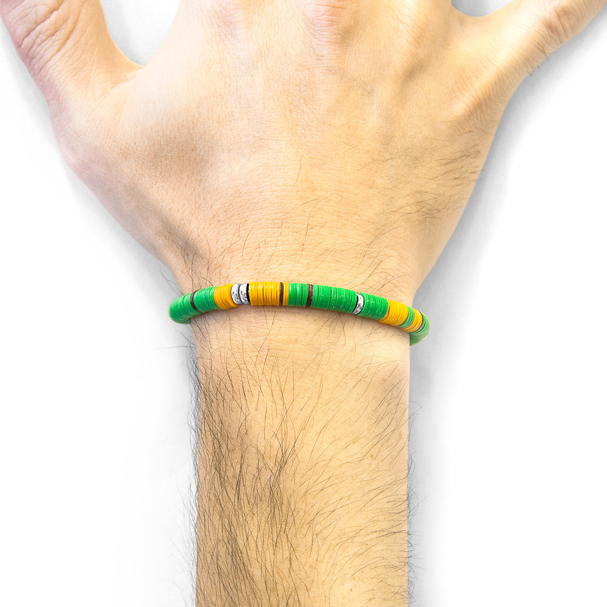 Stylish green malawi disc bracelet