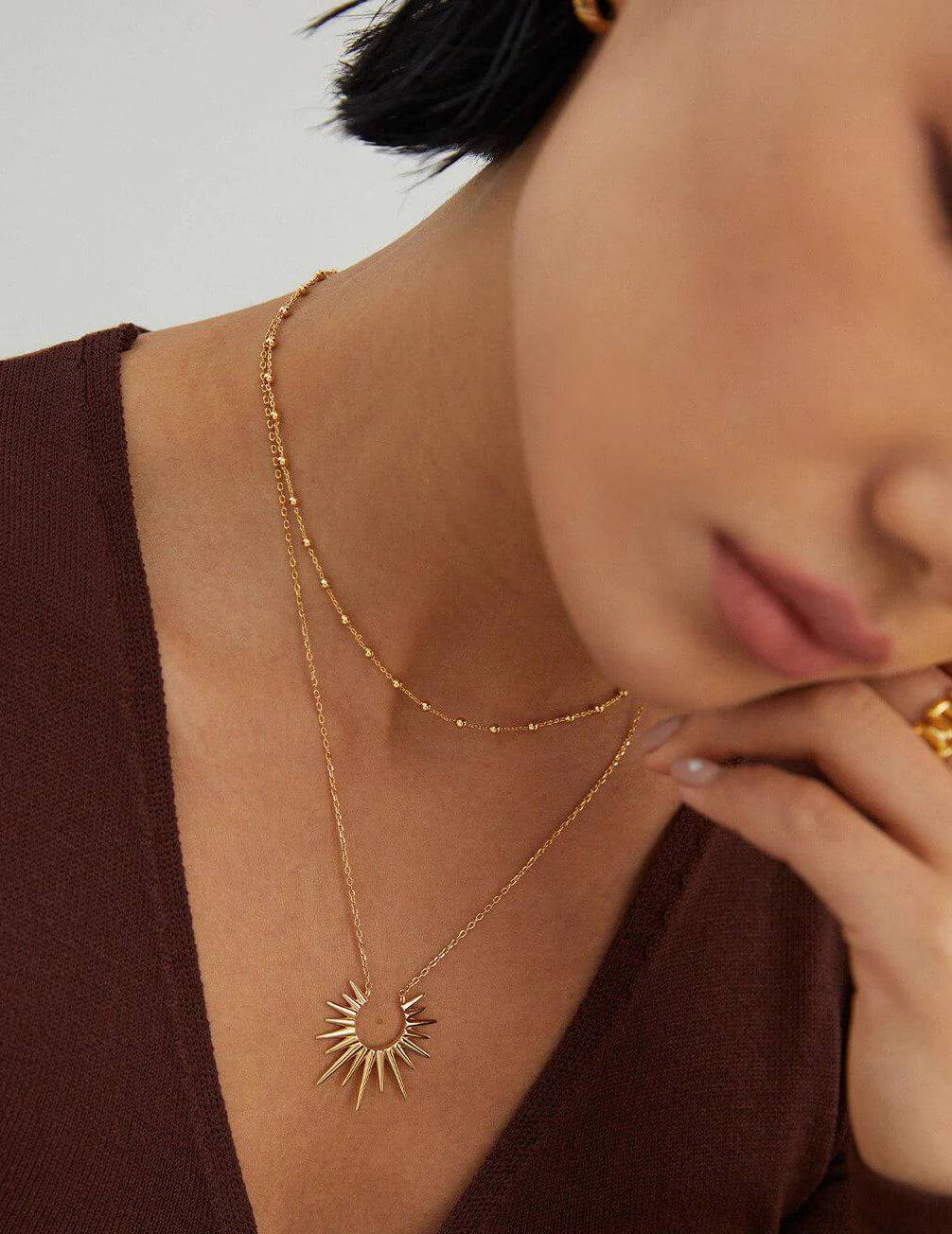 Sunburst Pendant Necklace in Gold Vermeil