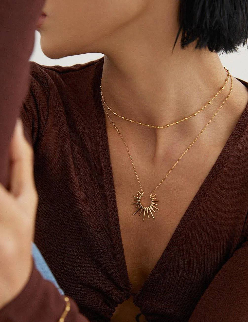 Sunburst Pendant Necklace in Gold Vermeil