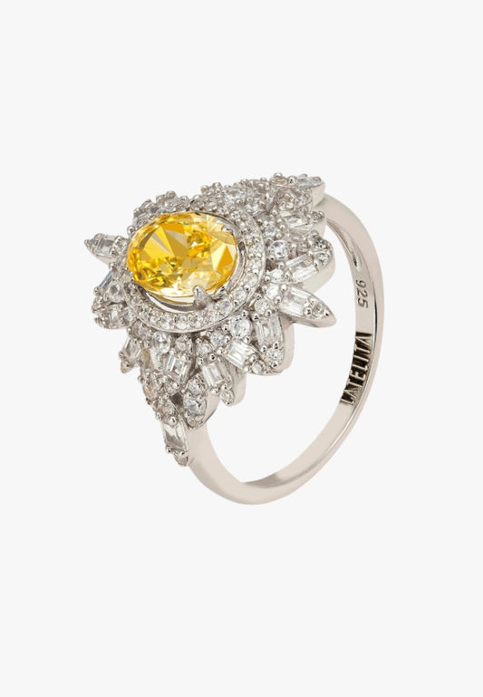 Arabesque splendor cocktail ring yellow topaz silver