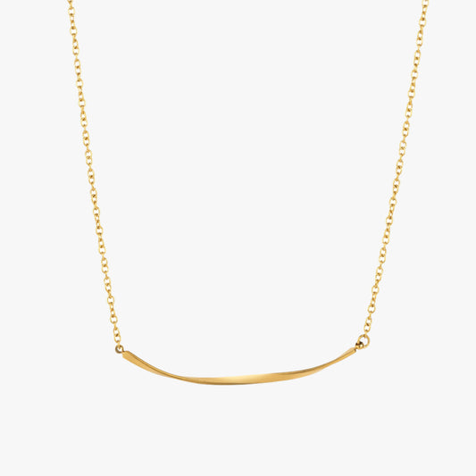 Gold mobius bar necklace