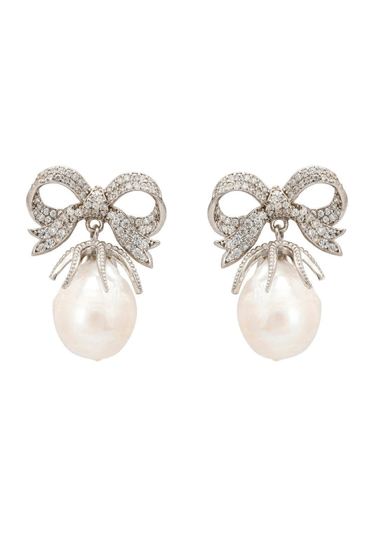 Baroque pearl drop earrings with bows