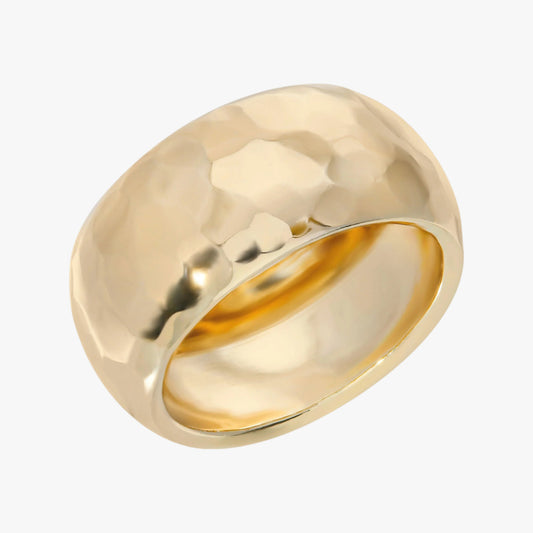 Elegant hammered domed brass ring