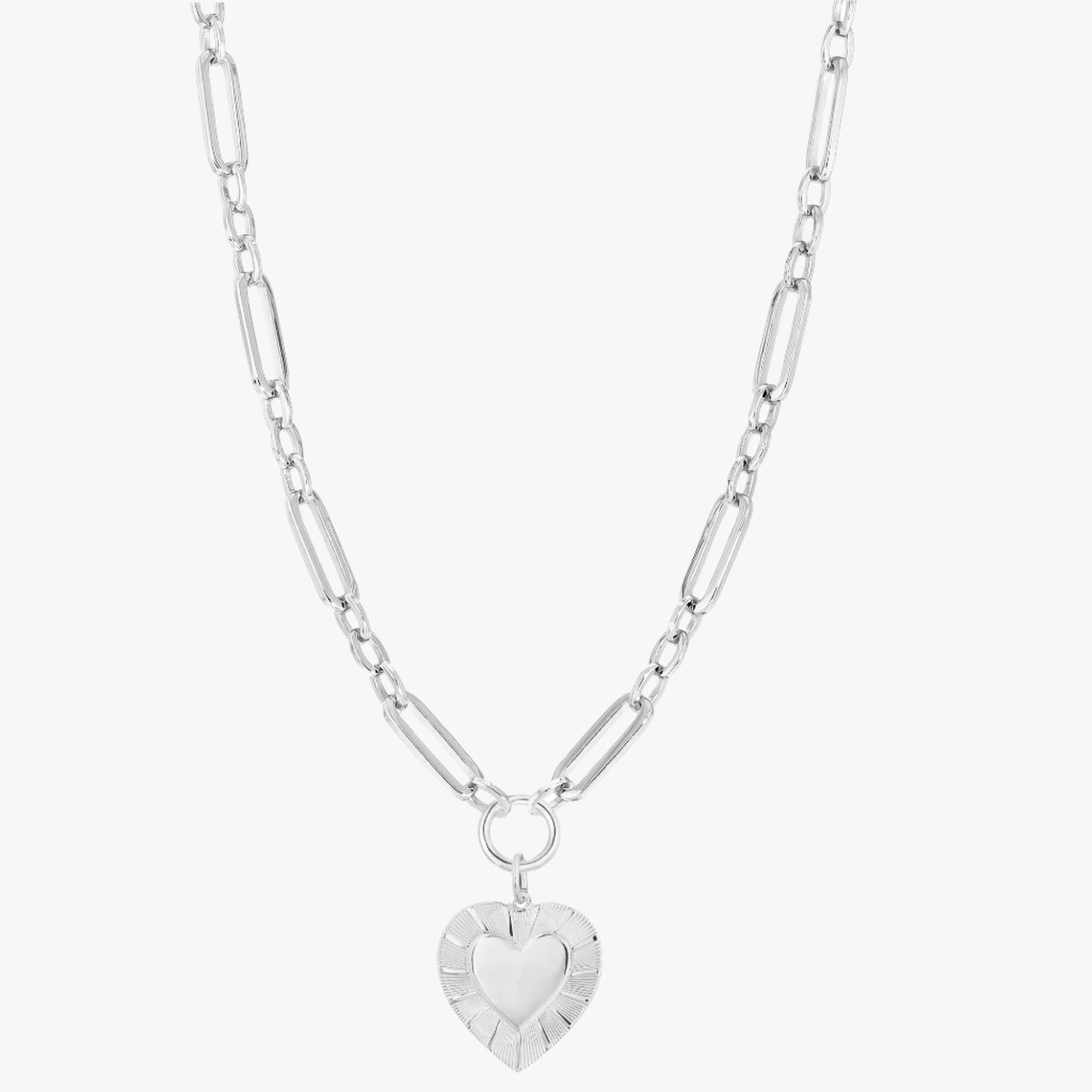 Large multi link chain heart necklace