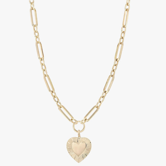 Large multi link chain heart necklace