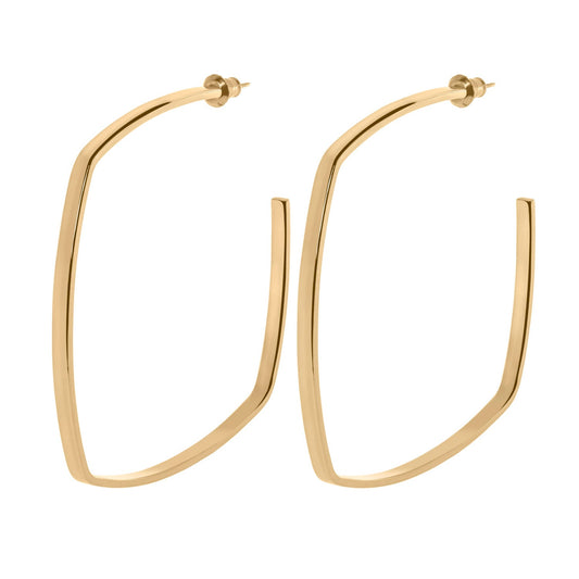 Square shaped brass hoop earrings