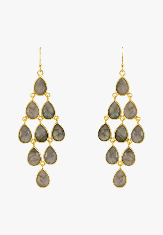 Erviola gemstone cascade earrings gold