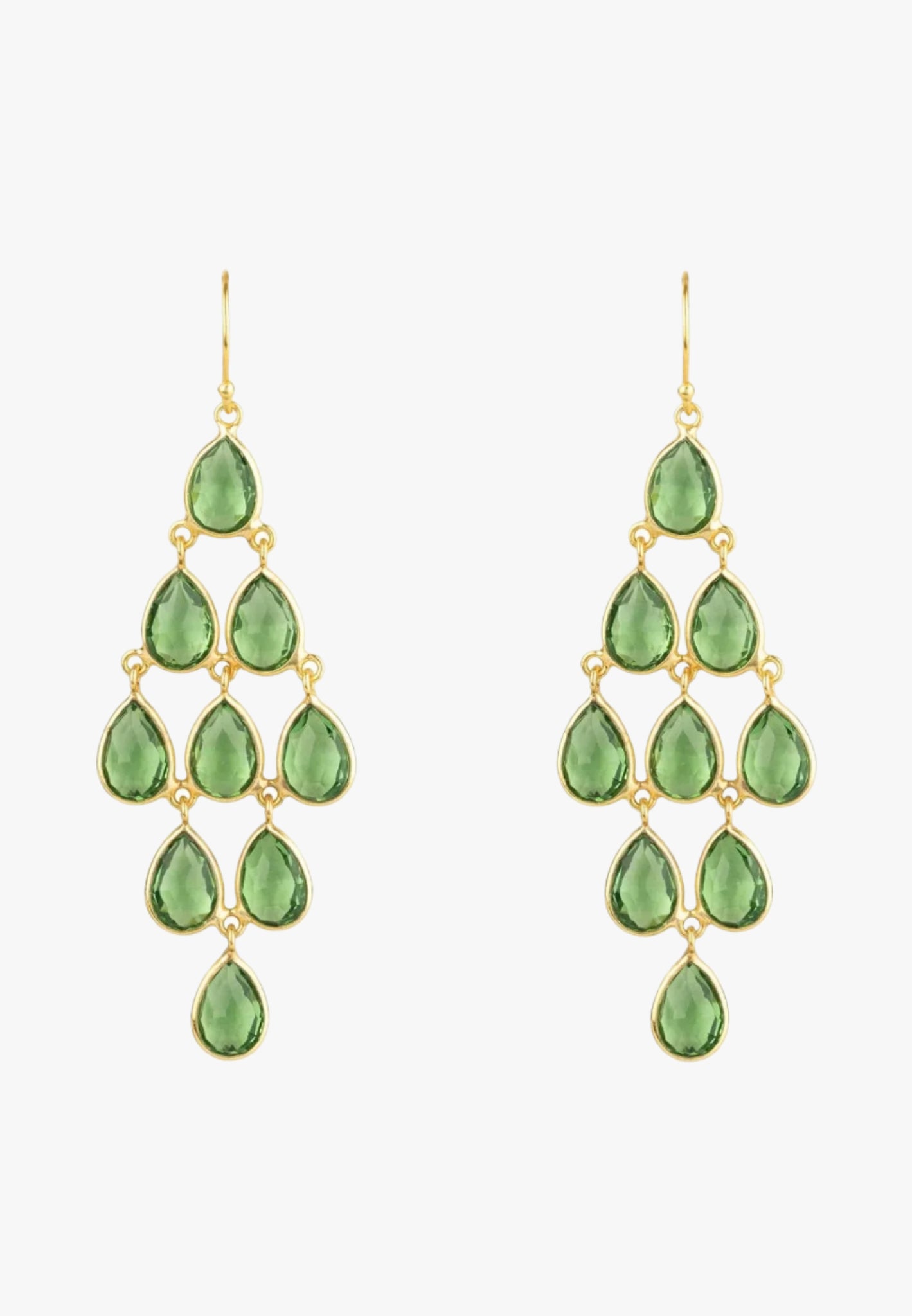 Erviola gemstone cascade earrings gold peridot