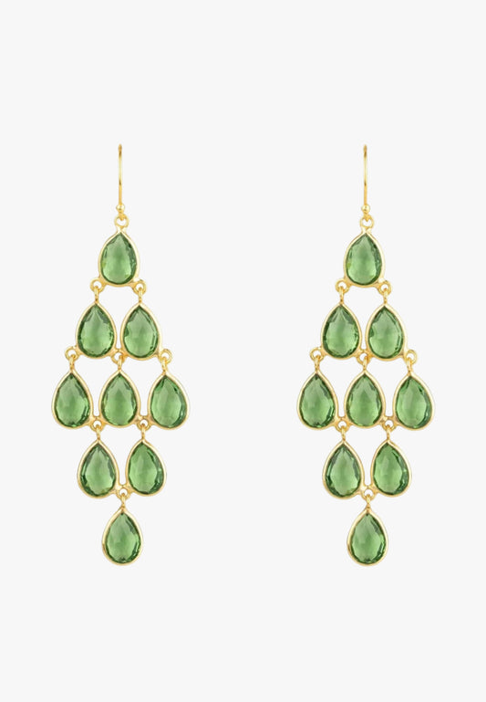 Erviola gemstone cascade earrings gold peridot