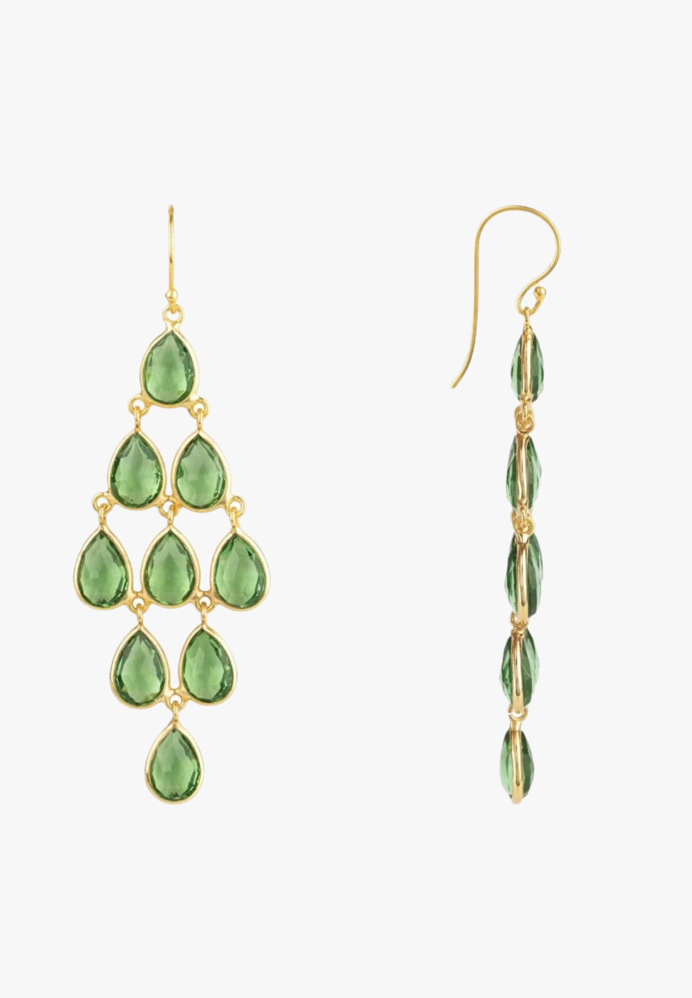 Erviola gemstone cascade earrings gold peridot