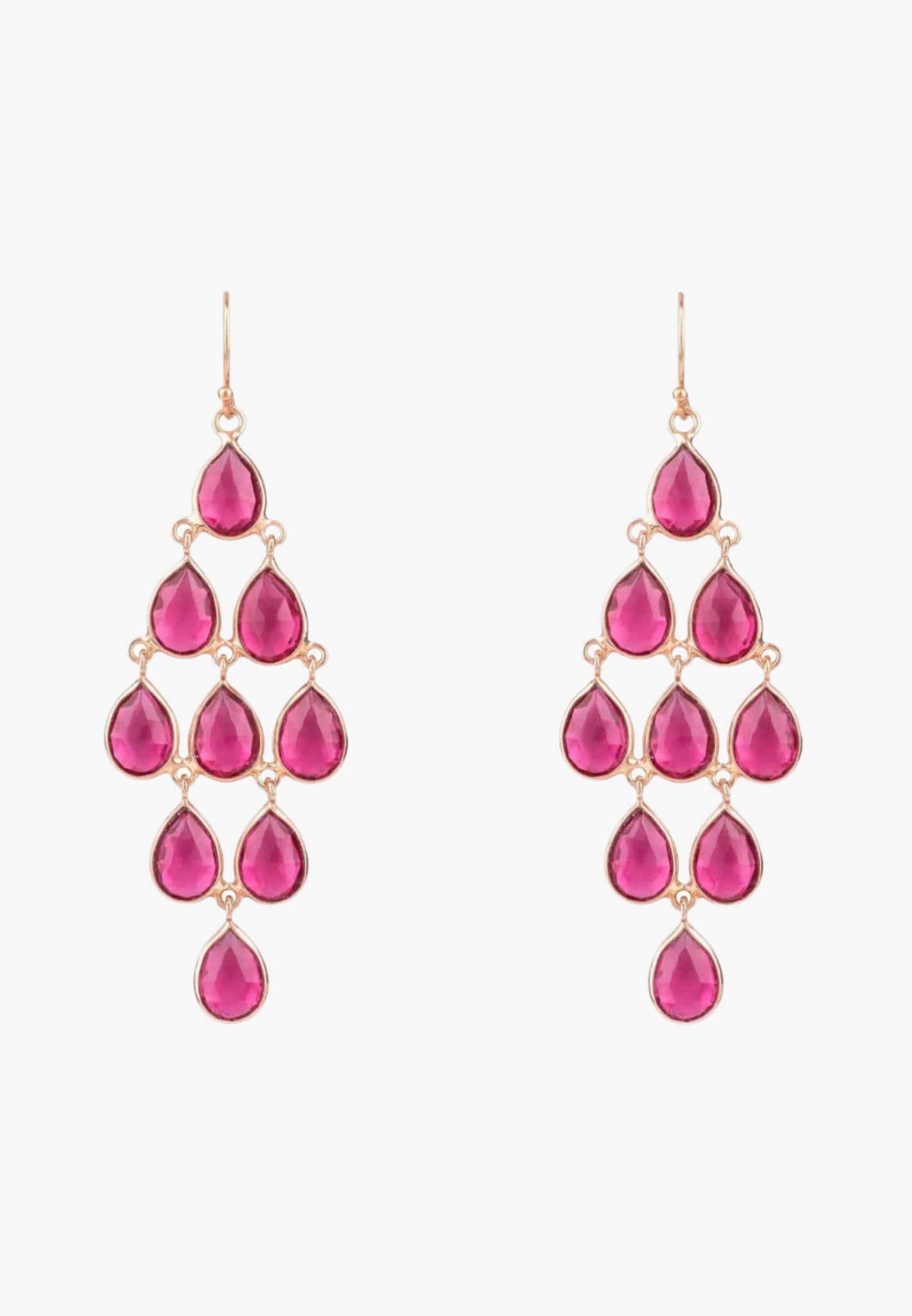 Erviola gemstone cascade earrings rose gold pink tourmaline
