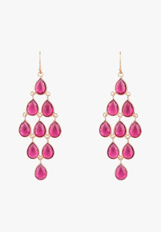 Erviola gemstone cascade earrings rose gold pink tourmaline