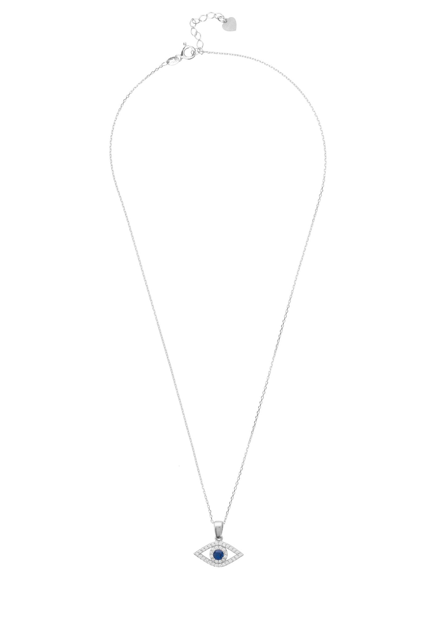 Evil Eye Necklace in Silver with Blue Zircon - Accessory101