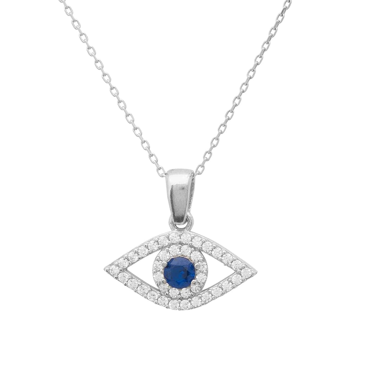 Evil Eye Necklace in Silver with Blue Zircon - Accessory101