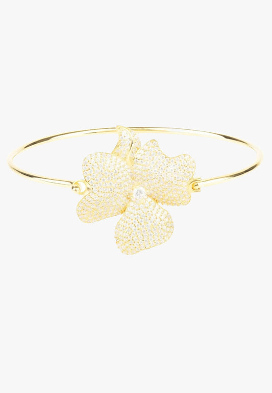 Flower statement cuff bracelet in gold