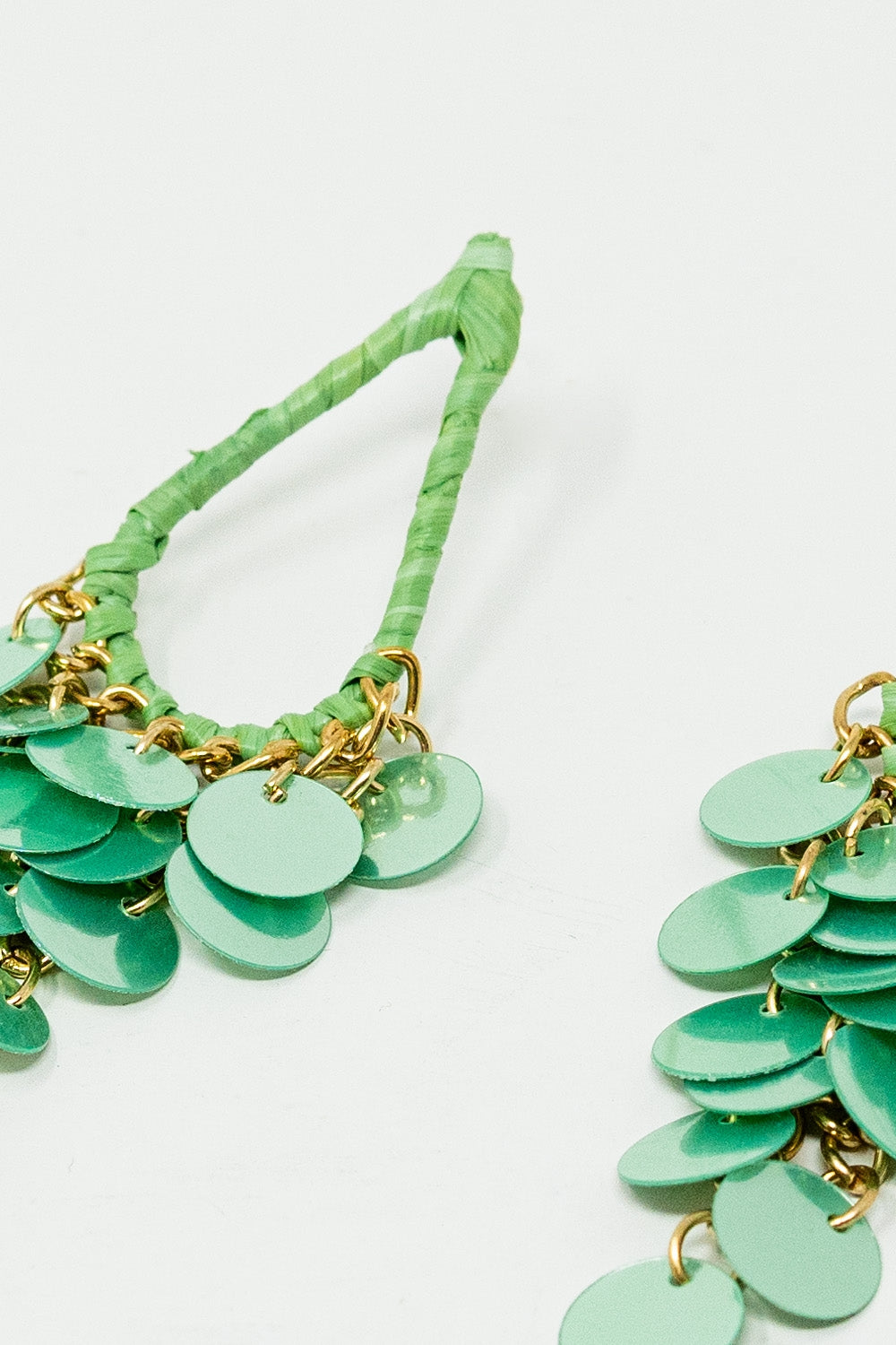 Green Waterdrop Sequin Earrings